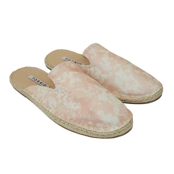 Torrid Blush Pink Tie Dye Canvas Espidrilla Mule Shoe Size 10WW - Picture 1 of 6